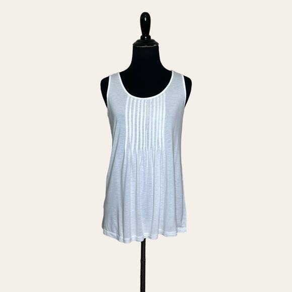Loft white front pleated tank top blouse size XS - Picture 1 of 7